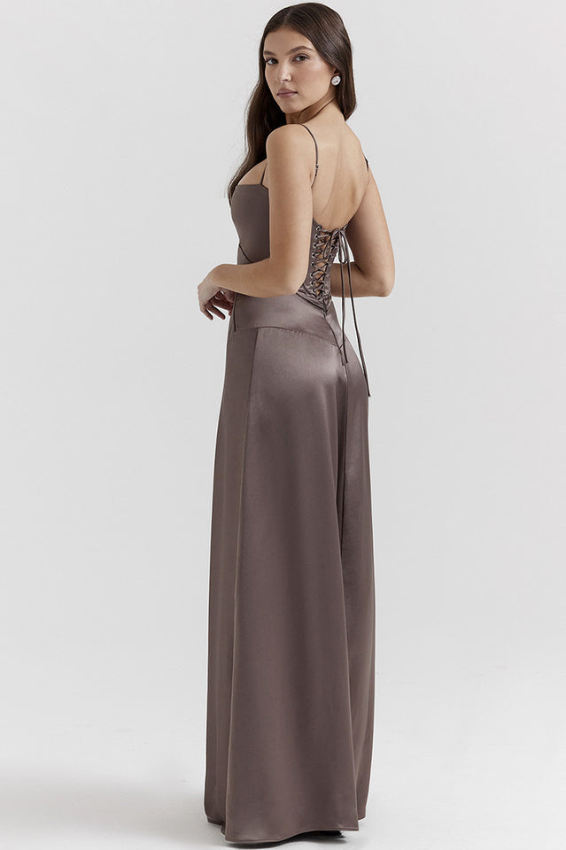 Elegant Black Lace Up Maxi Dress