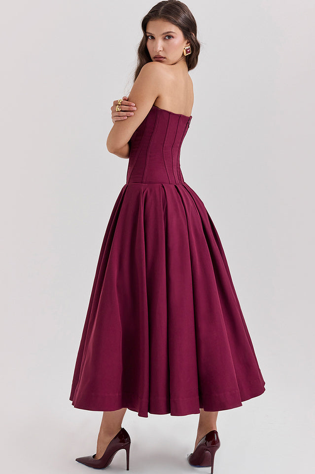Chic Black Strapless Midi Dress
