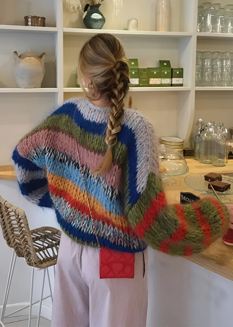 Cozy Retro Striped Knit Sweater