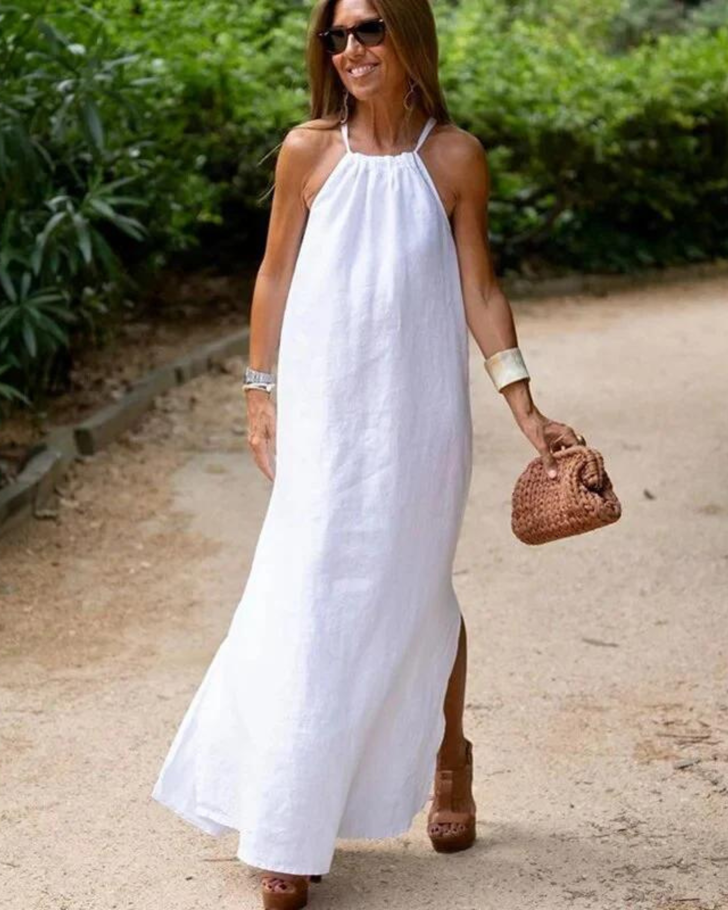Chic Linen Blend Maxi Dress