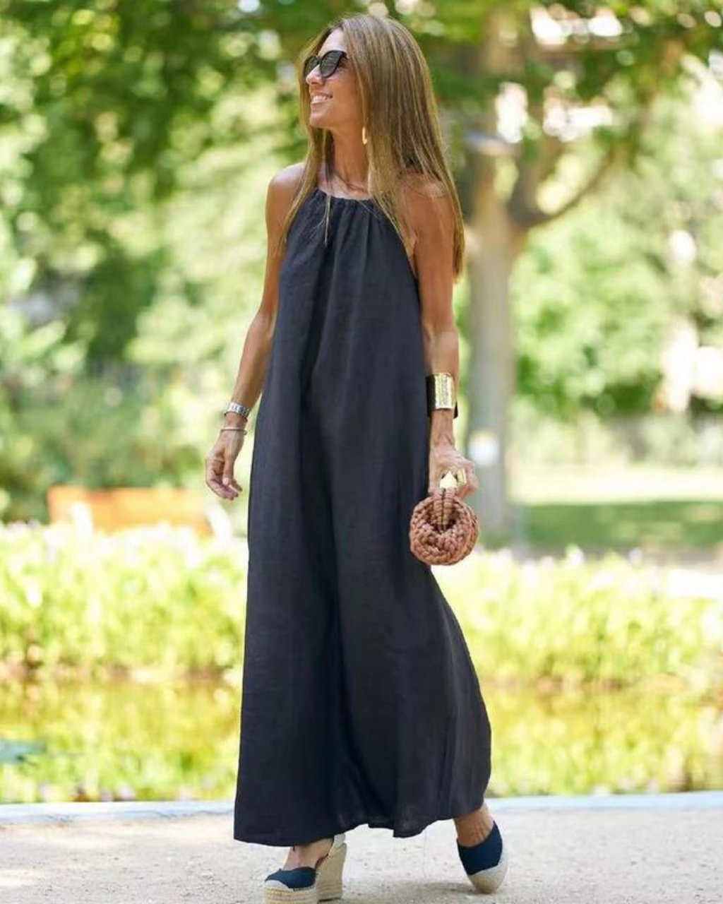 Chic Linen Blend Maxi Dress