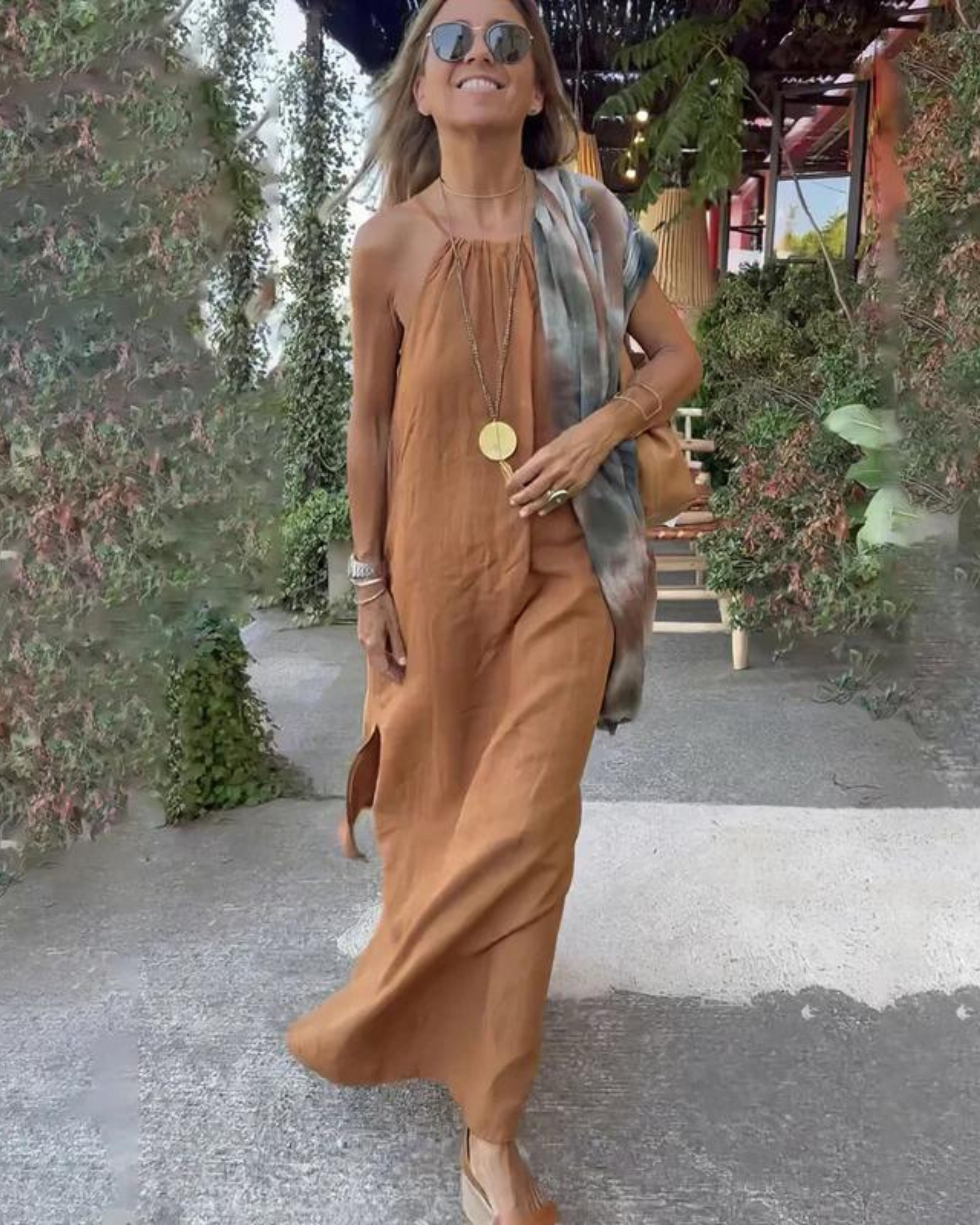 Chic Linen Blend Maxi Dress