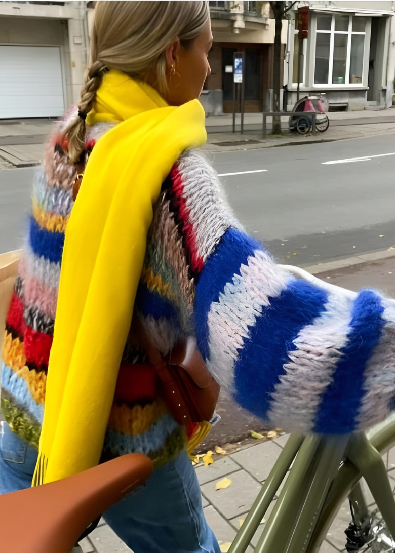 Cozy Retro Striped Knit Sweater