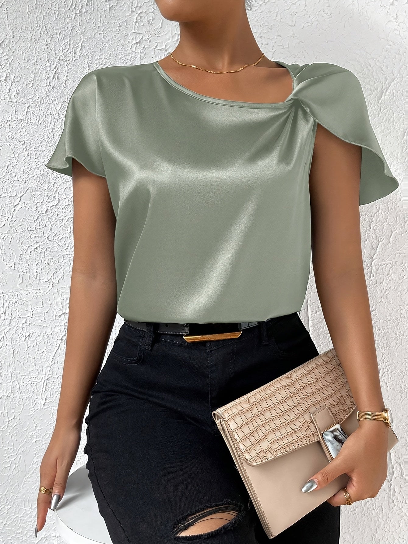 LEASA Chic Statement Shoulder Blouse