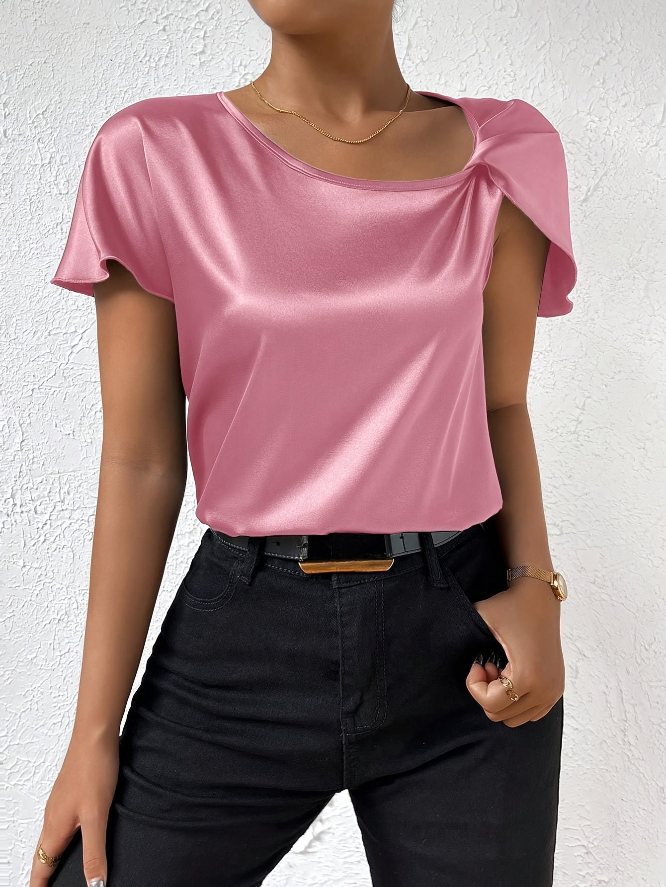 LEASA Chic Statement Shoulder Blouse