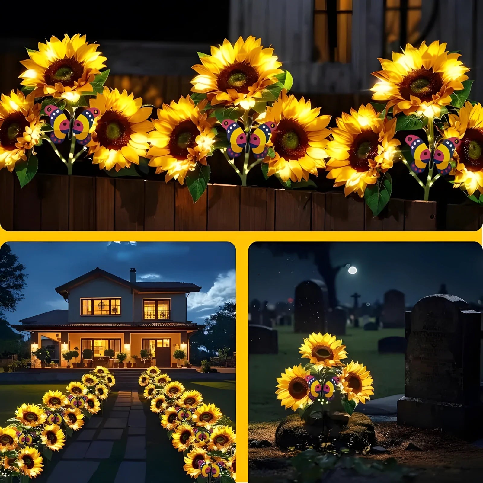 4-Pack Solar Sunflower Lights