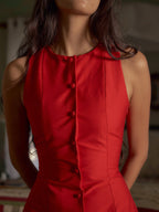 Chic Button Front Sleeveless Mini Dress