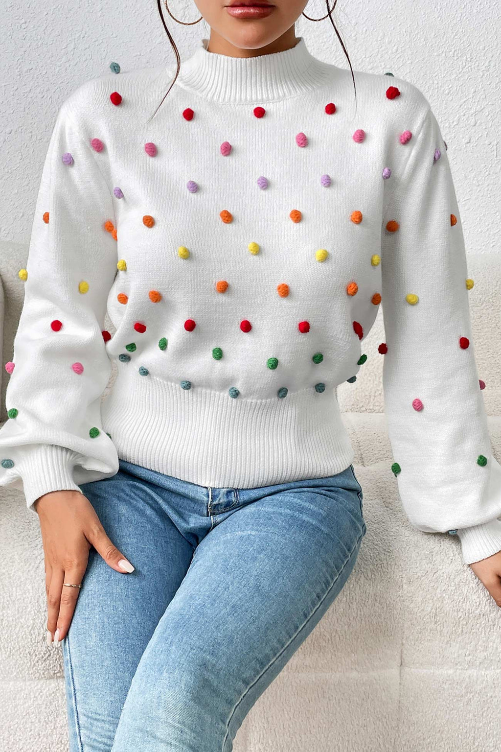 Rainbow Yarn Ball Knit Sweater