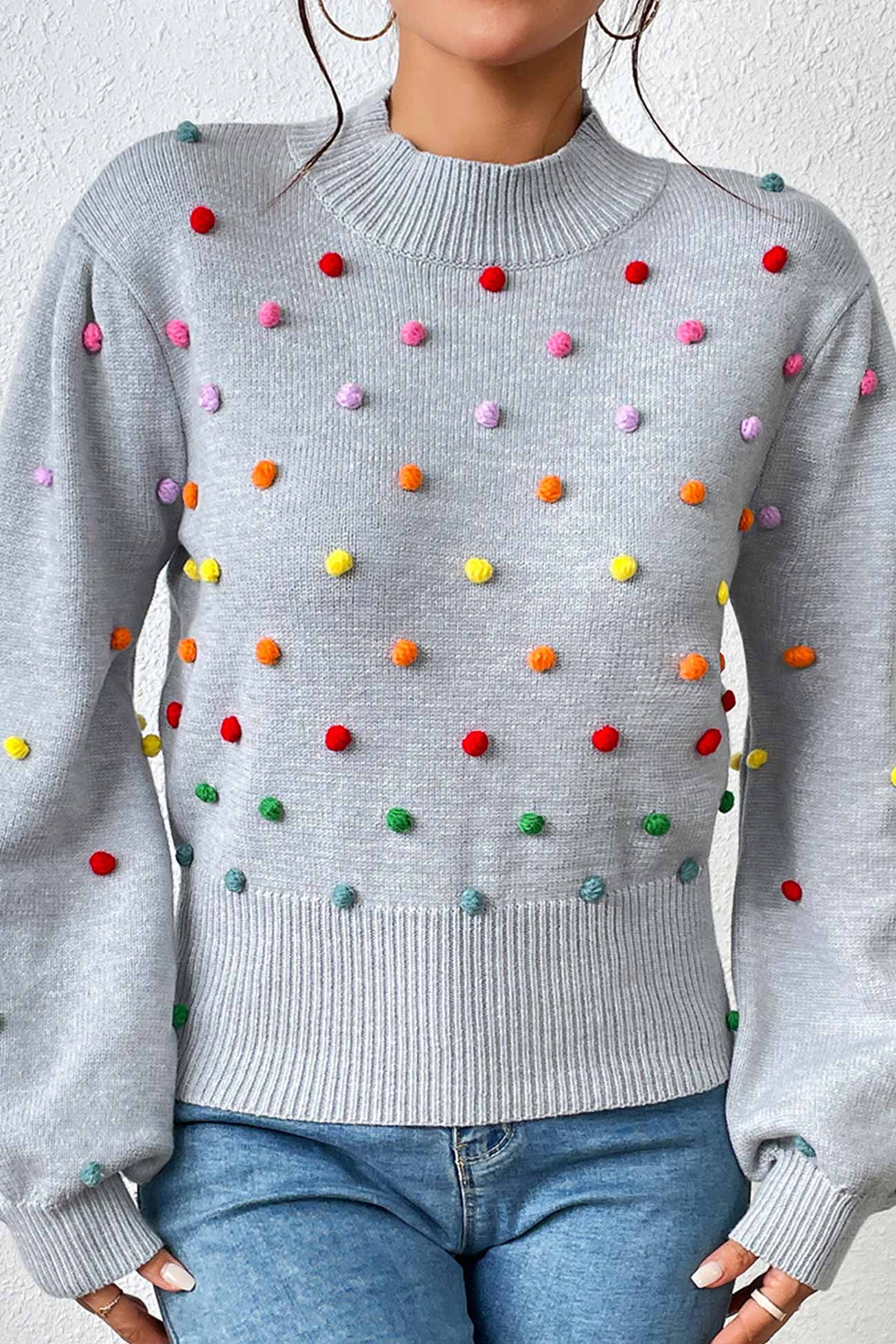 Rainbow Yarn Ball Knit Sweater