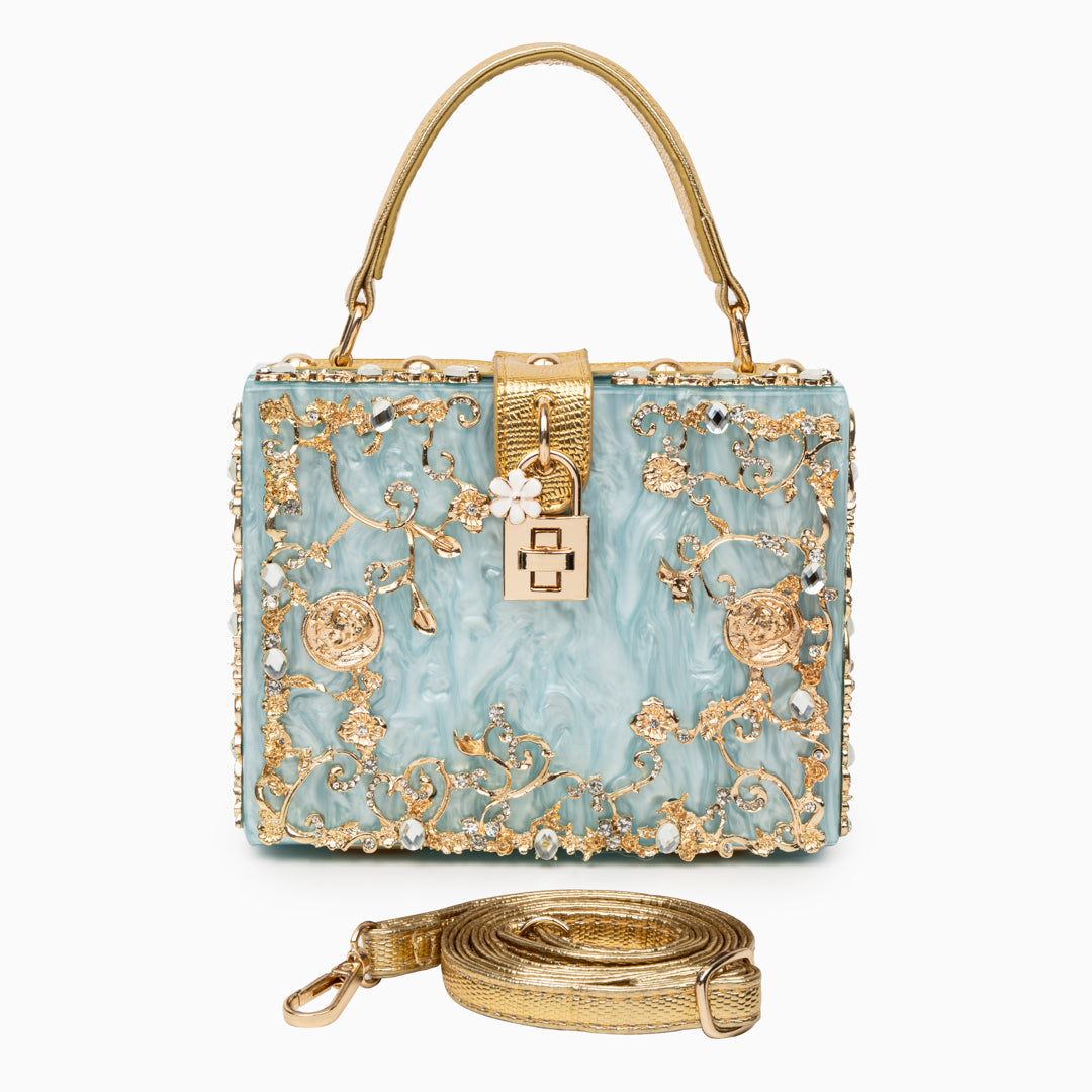 Chic Floral Acrylic Box Clutch