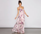 Romantic Floral Chiffon Tie Front Dress