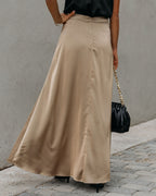 Luxe Satin Slit Maxi Skirt Golden Taupe