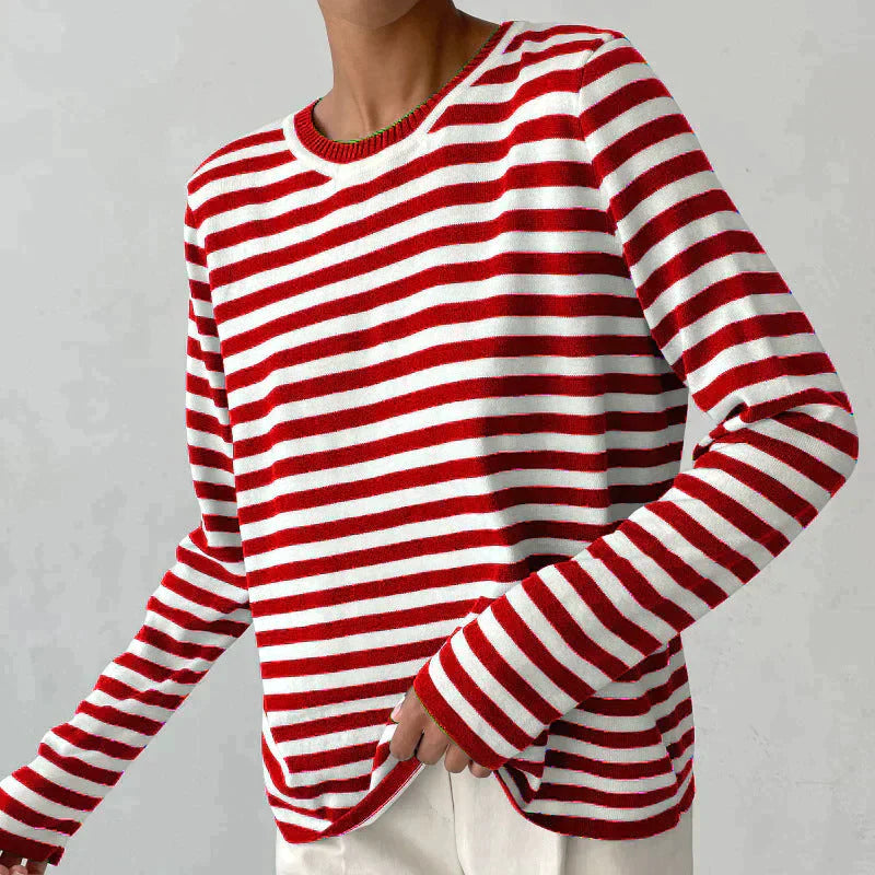 Cozy Cascade Striped Pullover