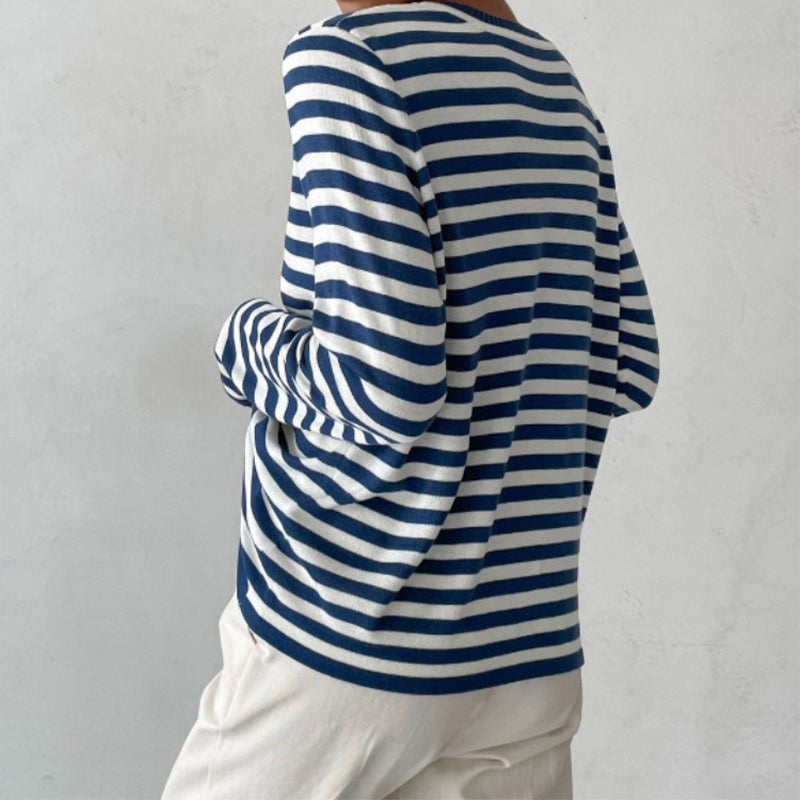 Cozy Cascade Striped Pullover