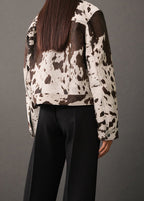 Cozy Western Cow Print Faux Fur Jacket