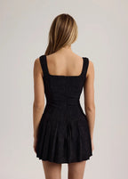 Chic Black Lace Up Corset Mini Dress