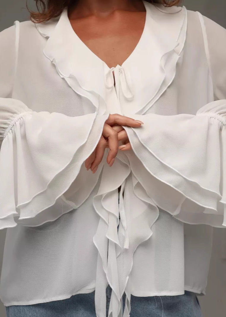 Airy Ruffled Chiffon Blouse