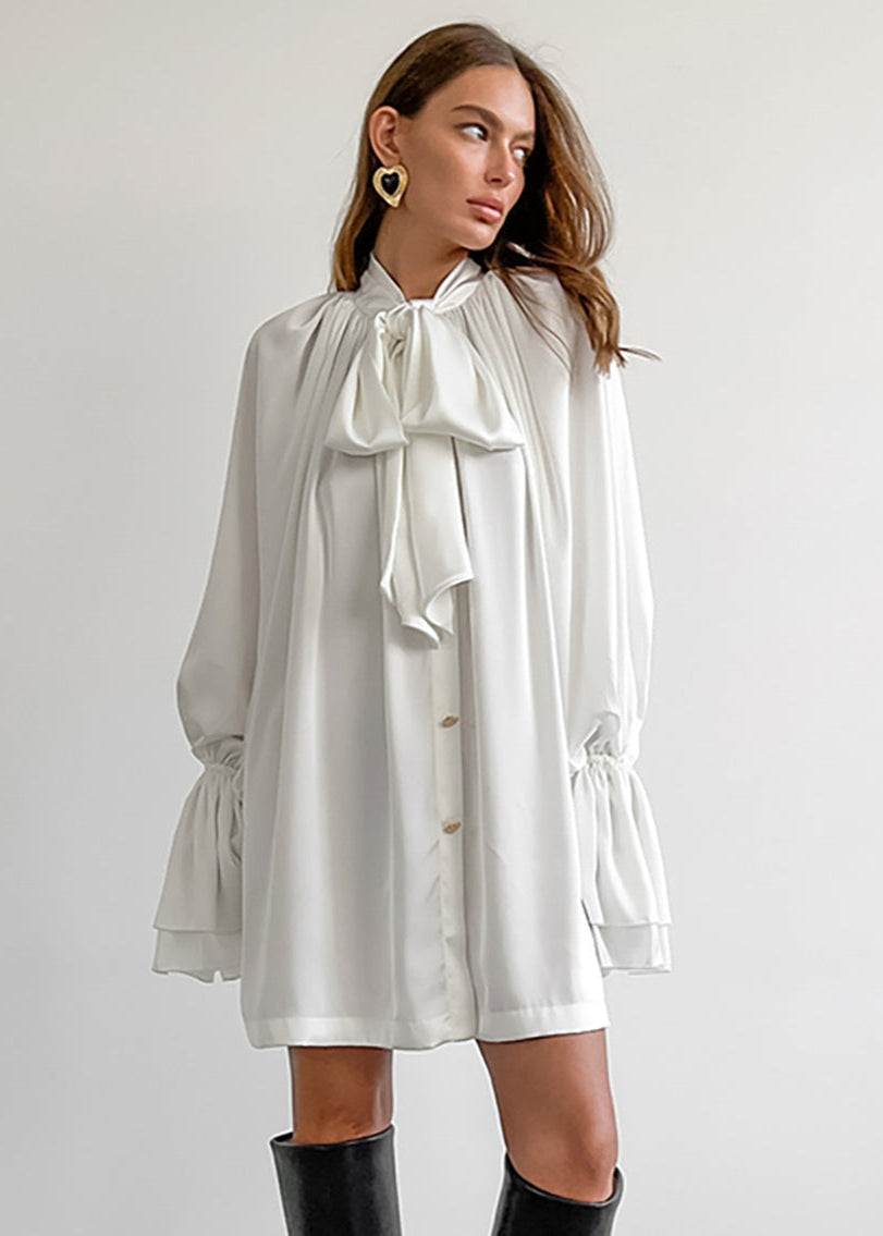 Elegant Tie Neck Blouse Dress