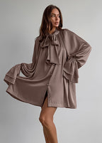 Elegant Tie Neck Blouse Dress