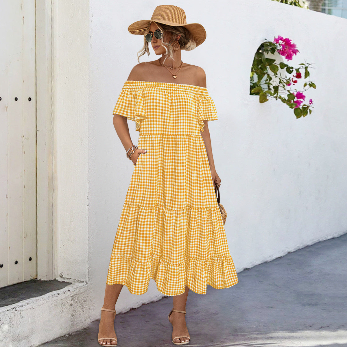 Sunny Yellow Gingham Maxi Skirt