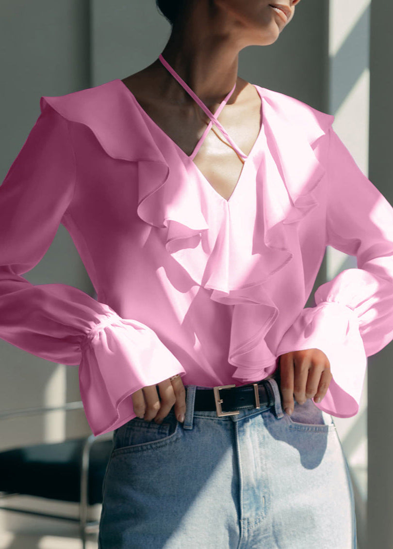 Valencia Chic Ruffle Halter Blouse