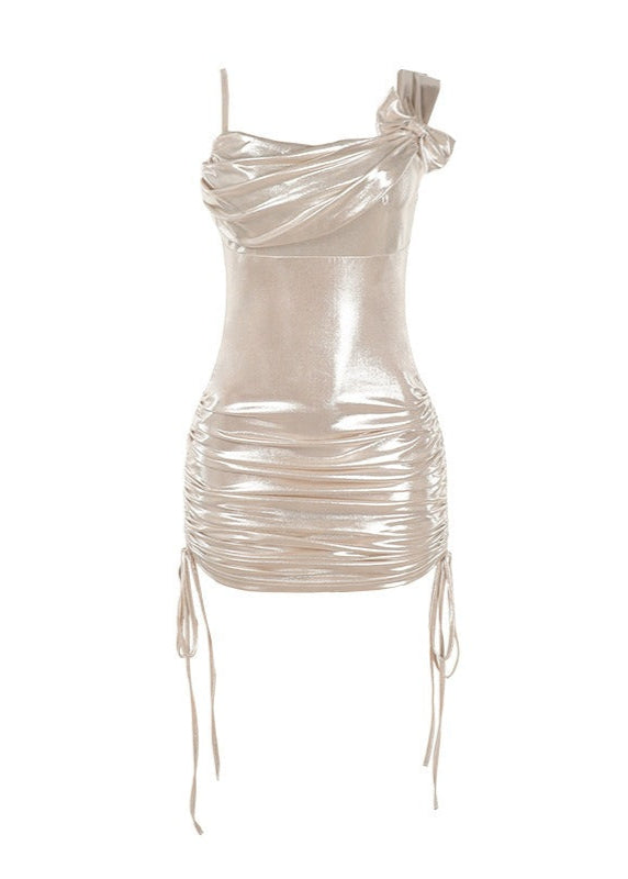Date Night Satin Ruched Mini Dress