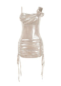 Date Night Satin Ruched Mini Dress