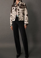 Cozy Western Cow Print Faux Fur Jacket