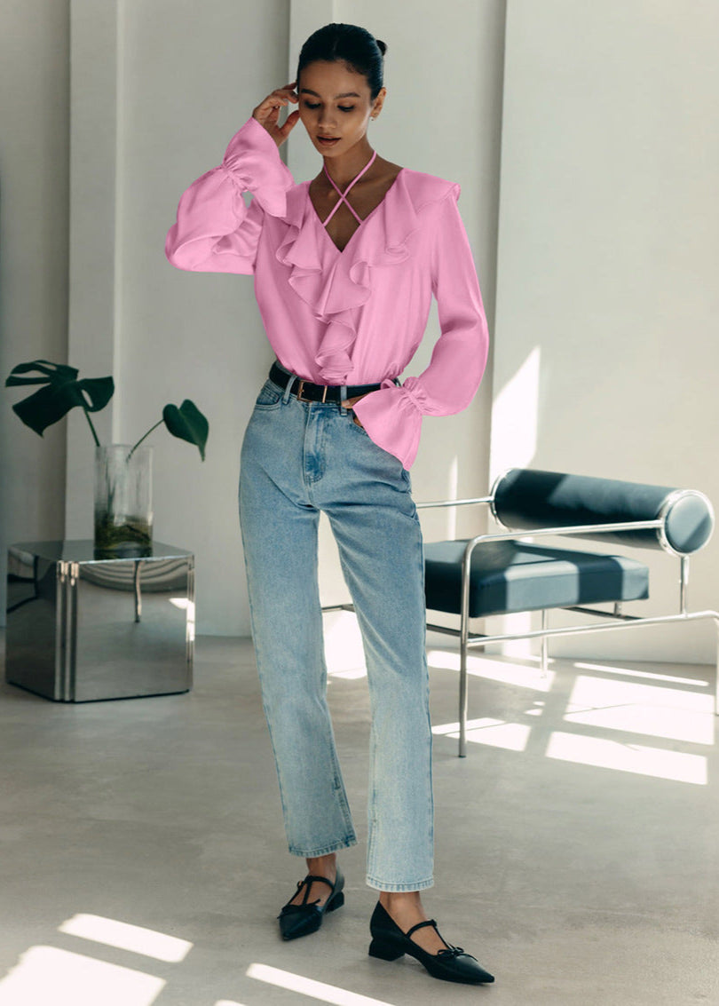 Valencia Chic Ruffle Halter Blouse