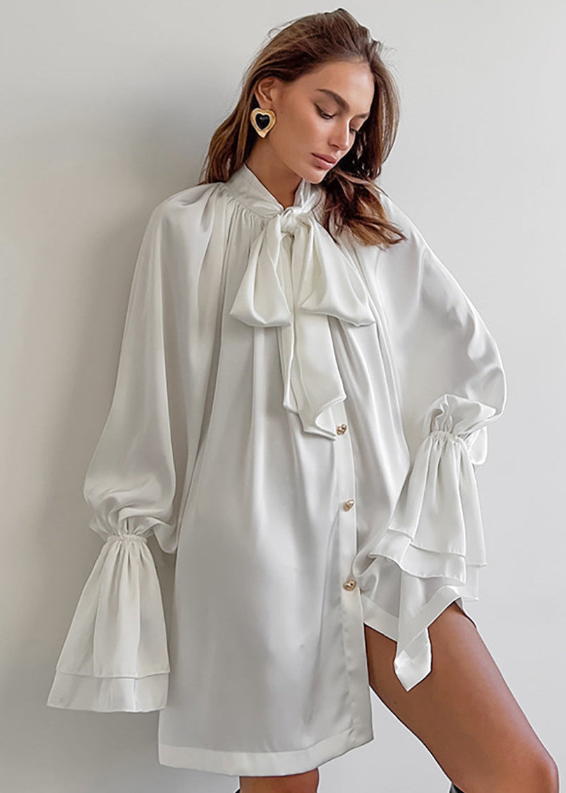 Elegant Tie Neck Blouse Dress