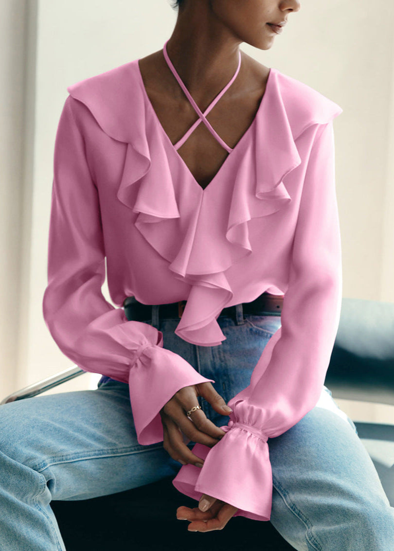 Valencia Chic Ruffle Halter Blouse