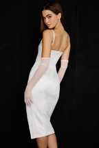 Luxe Satin Corset Pleated Midi Dress