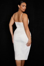 Luxe Satin Corset Pleated Midi Dress