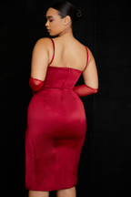 Luxe Satin Corset Pleated Midi Dress