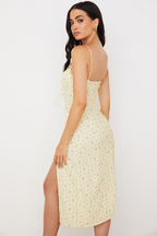 Romantic Floral Bustier Midi Dress