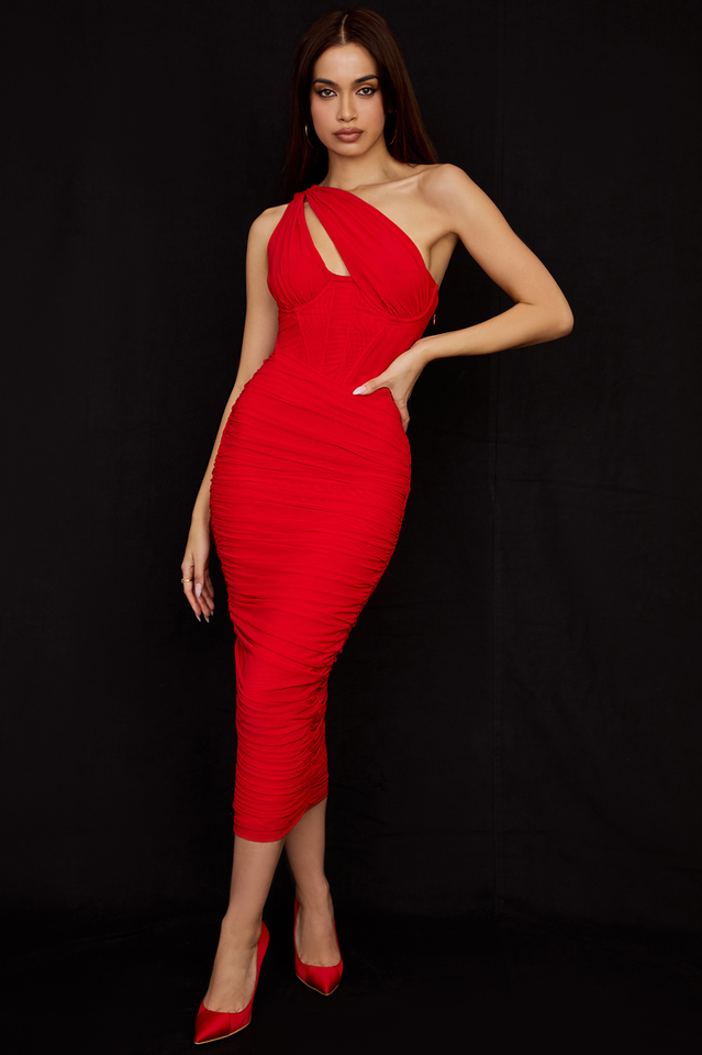 Chic Asymmetric Cutout Midi Dress