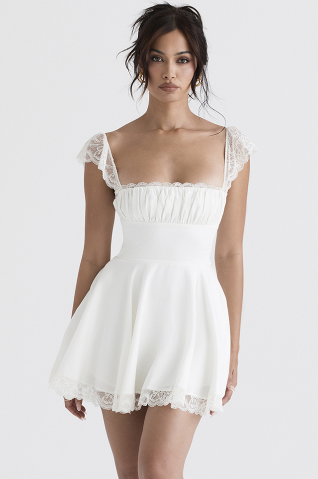 Chic Lace A Line Mini Dress