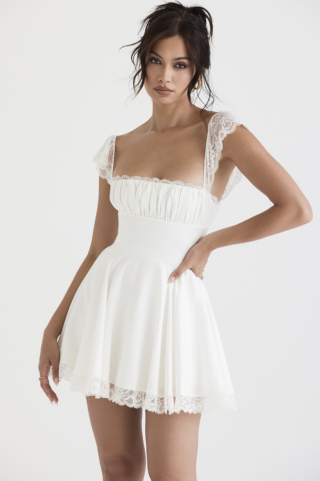 Chic Lace A Line Mini Dress