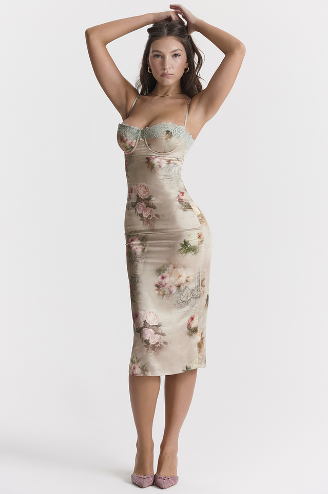 Elegant Vintage Floral Midi Dress