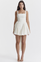 Chic Ivory Bow Mini Dress