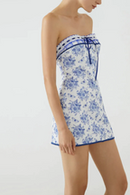 Butterfly Floral Strapless Mini Dress