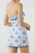 Butterfly Floral Strapless Mini Dress