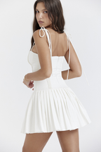 Flattering White Pleated Mini Dress