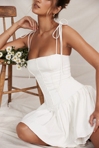 Flattering White Pleated Mini Dress