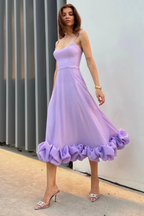 Chic Ruffle Corset Midi Dress