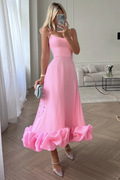 Chic Ruffle Corset Midi Dress