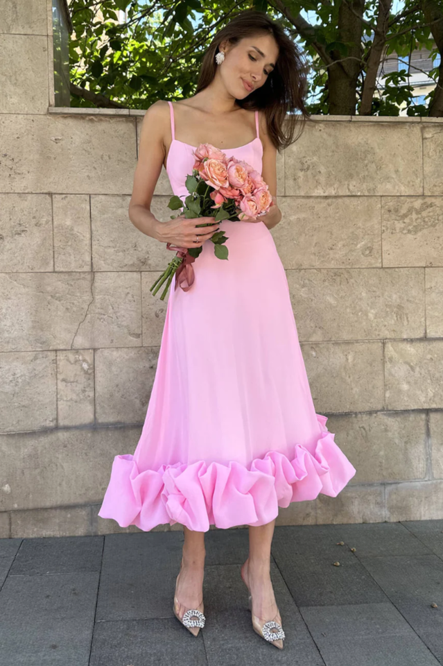 Chic Ruffle Corset Midi Dress