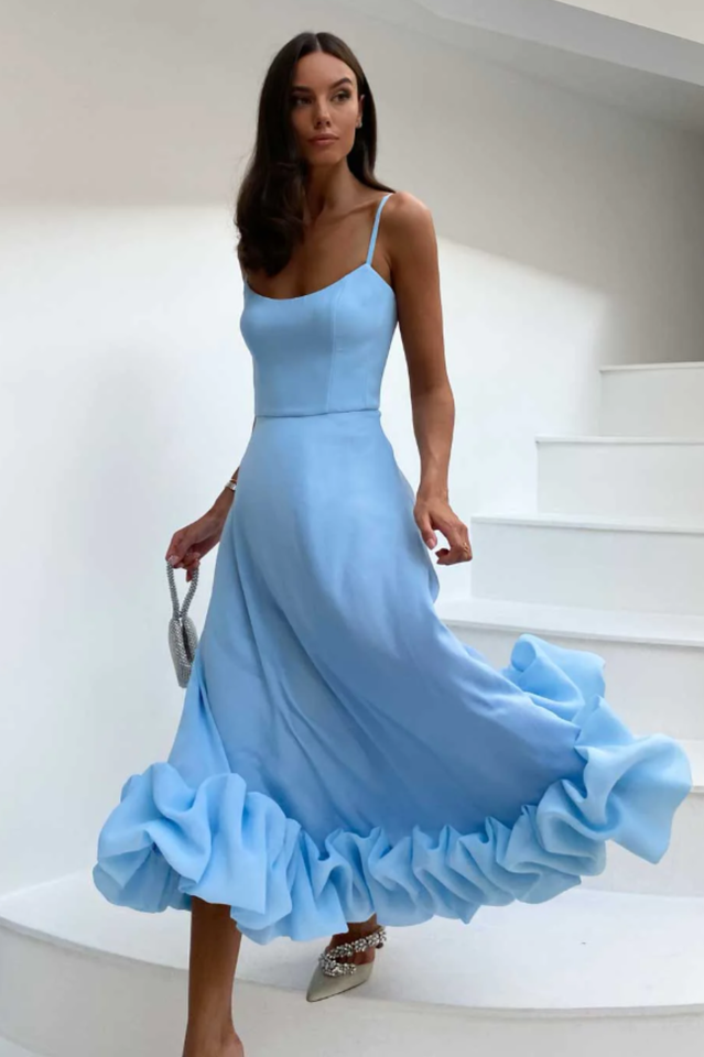 Chic Ruffle Corset Midi Dress