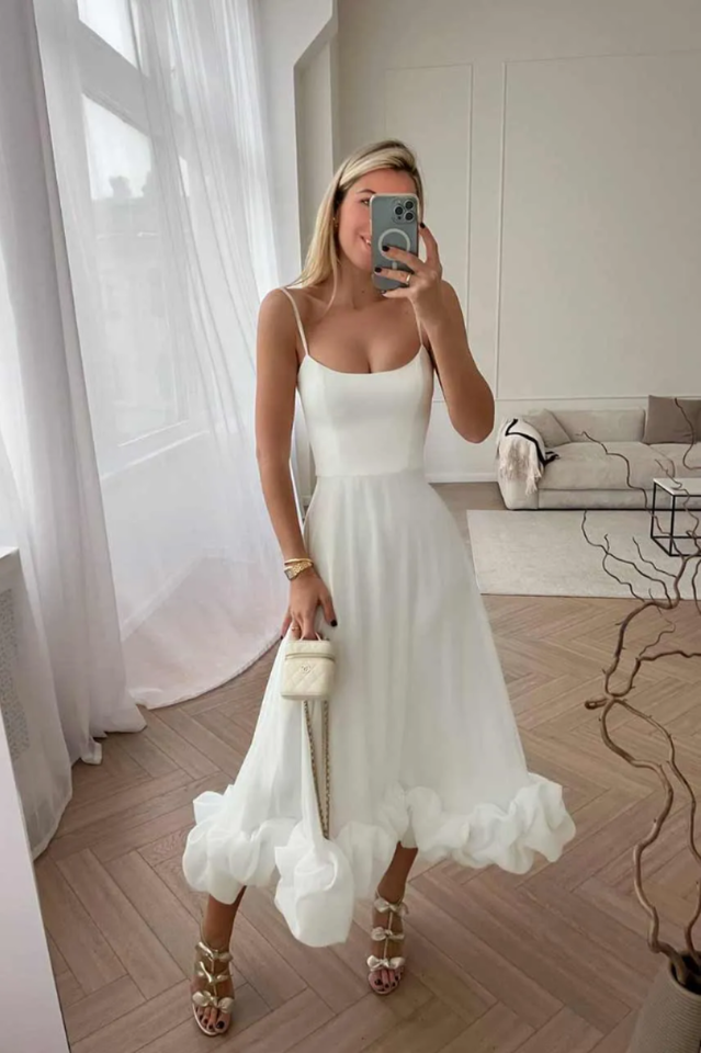 Chic Ruffle Corset Midi Dress
