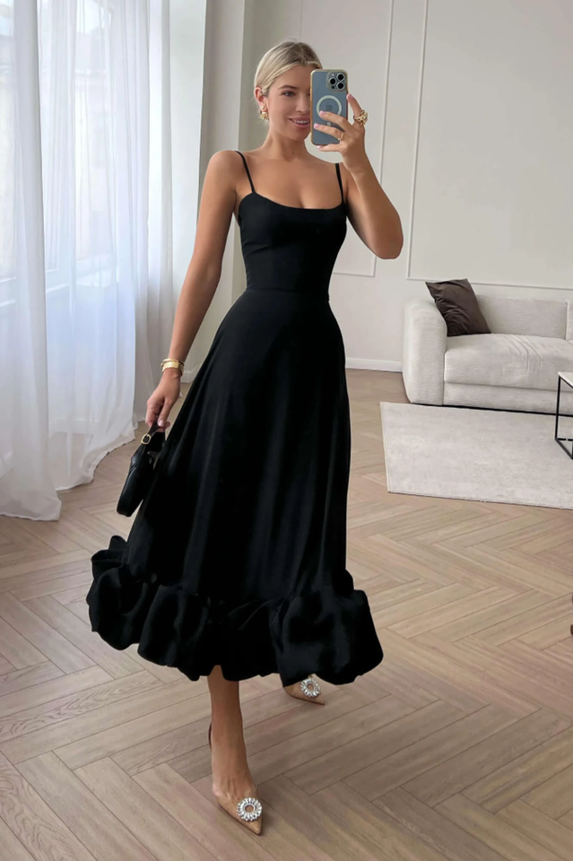 Chic Ruffle Corset Midi Dress
